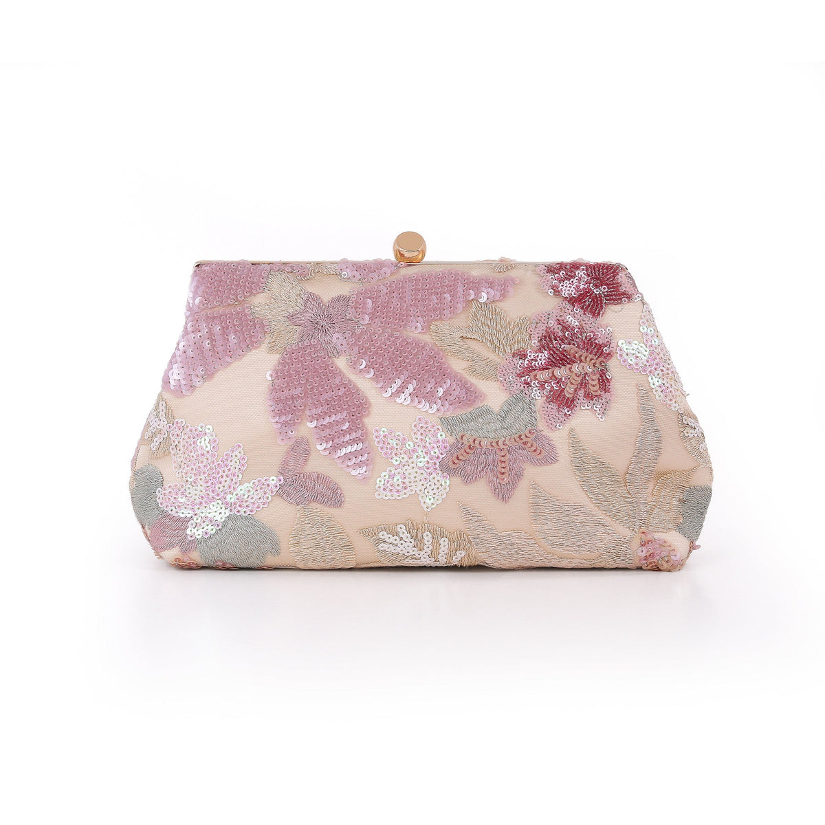 Elara Floral Sequin Pouch Clutch