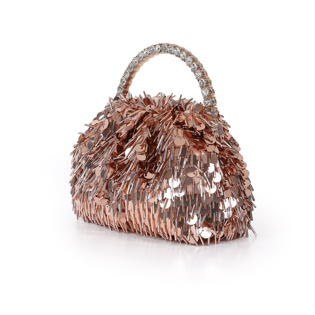 Noa Sequin Bugle Bead Pouch Clutch