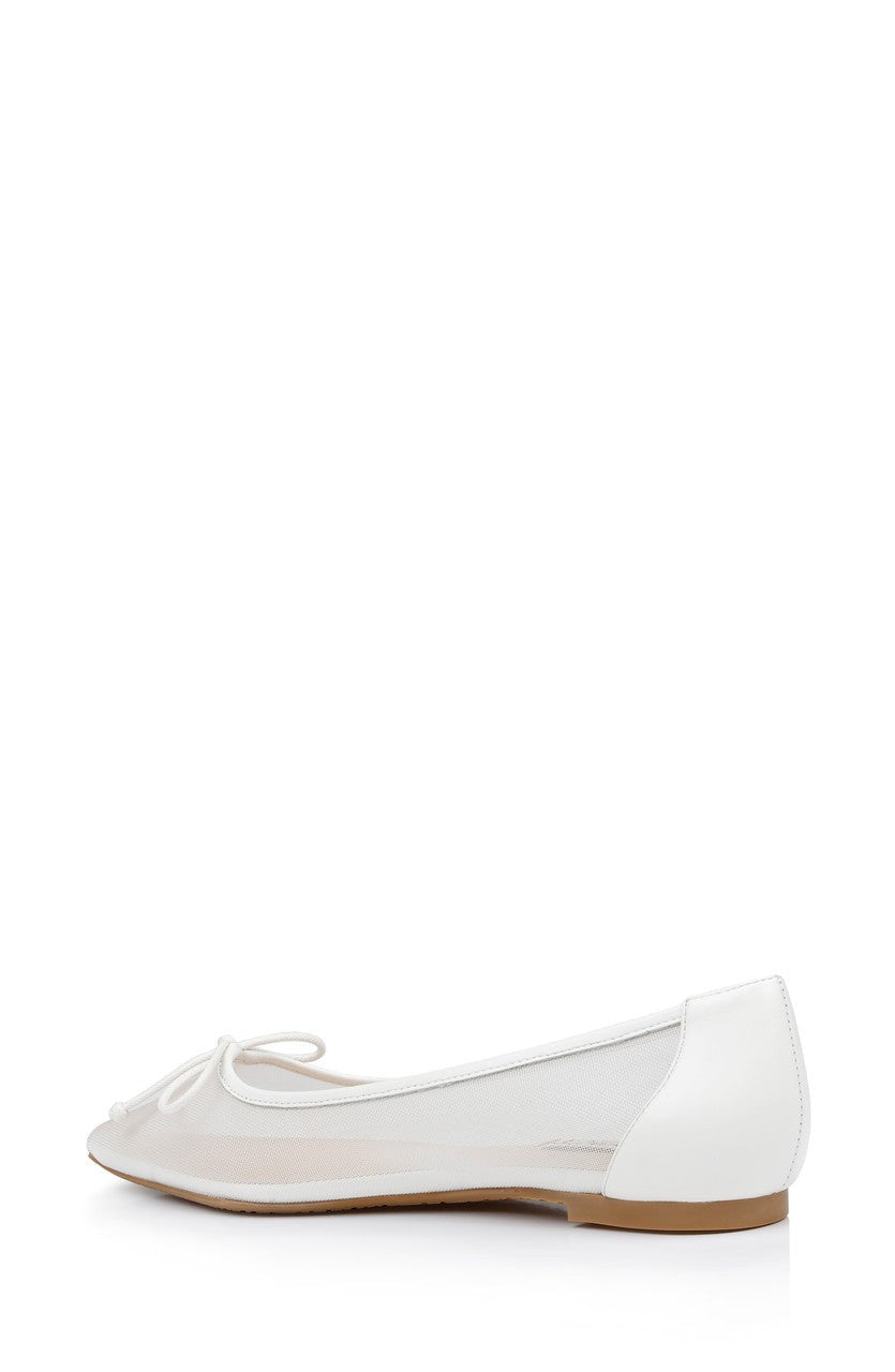 Cam Pointed Toe Leather Flats with Bow