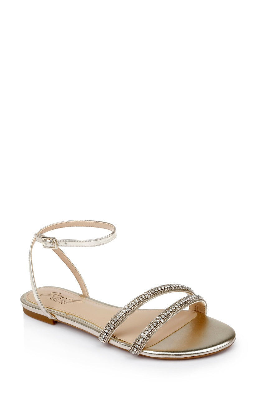 Roslyn Metallic Flat Sandal with Crystals