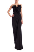 Strapless Pleated Ruffle Gown