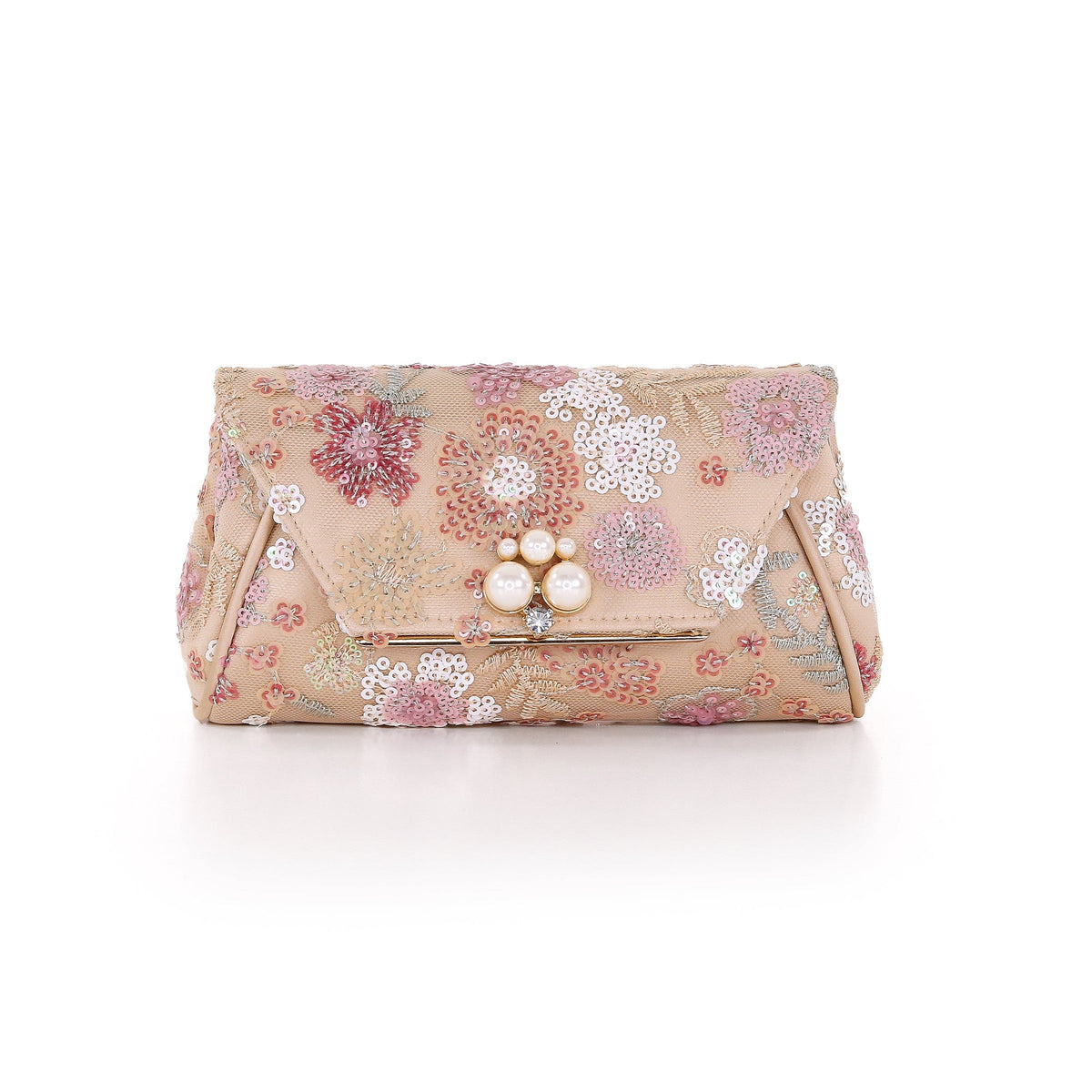 Ophelia Floral Sequin with Pearl Brooch Clutch