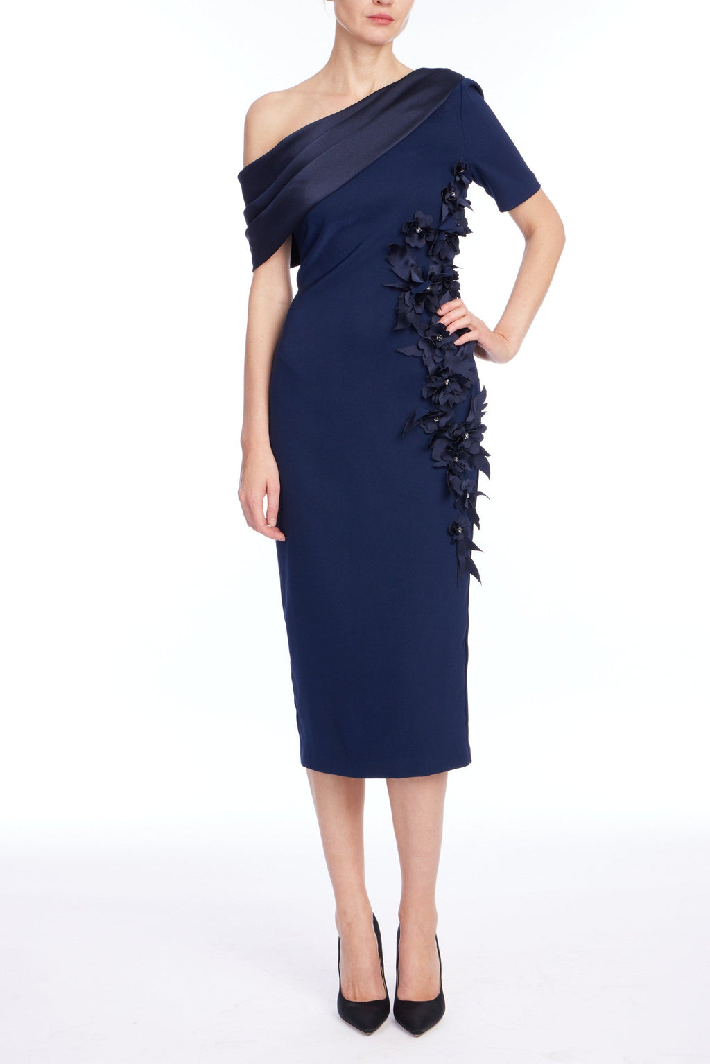 One Shoulder Floral Cocktail Dress
