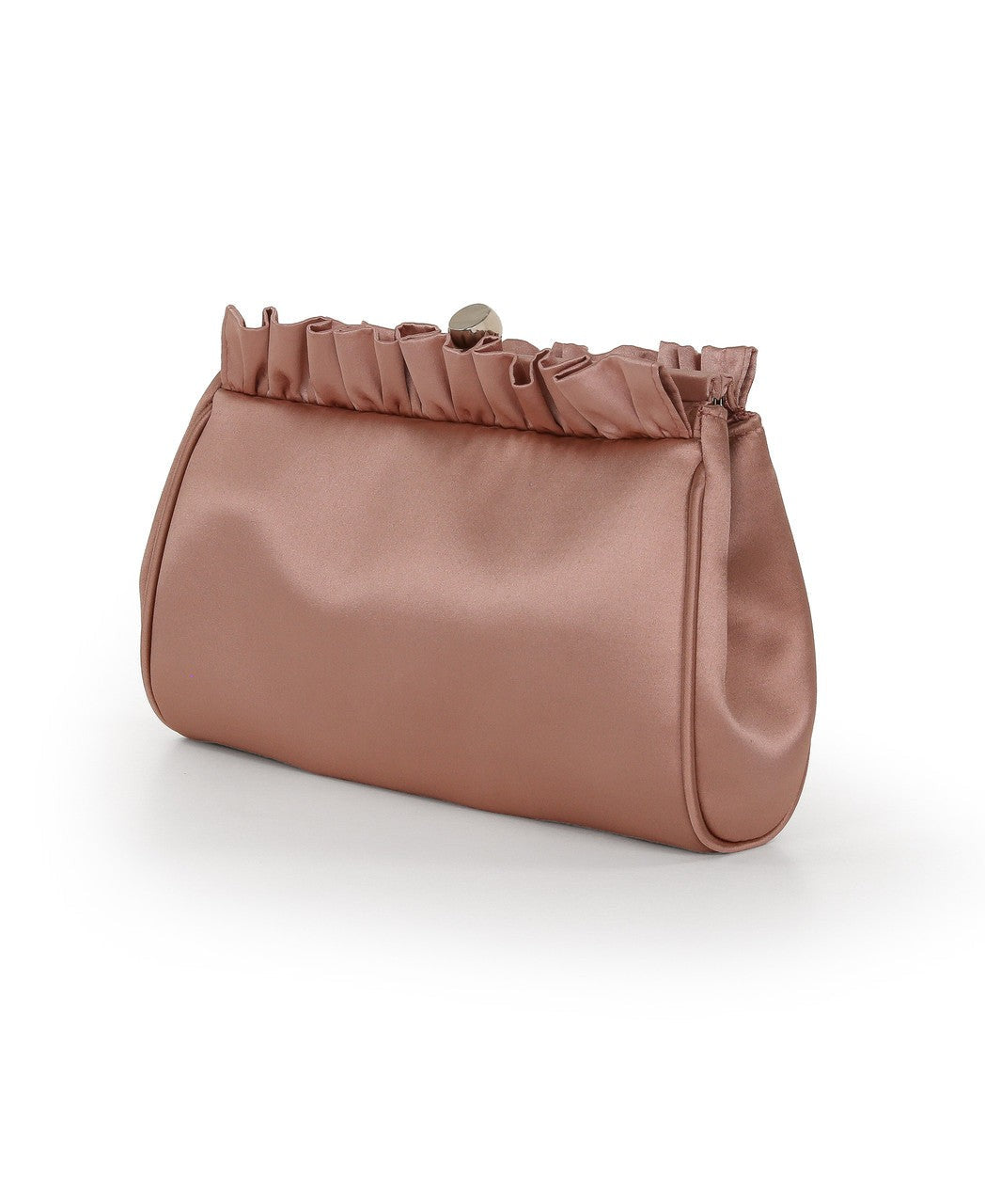 Olivia Satin Ruffle Top Pouch Clutch