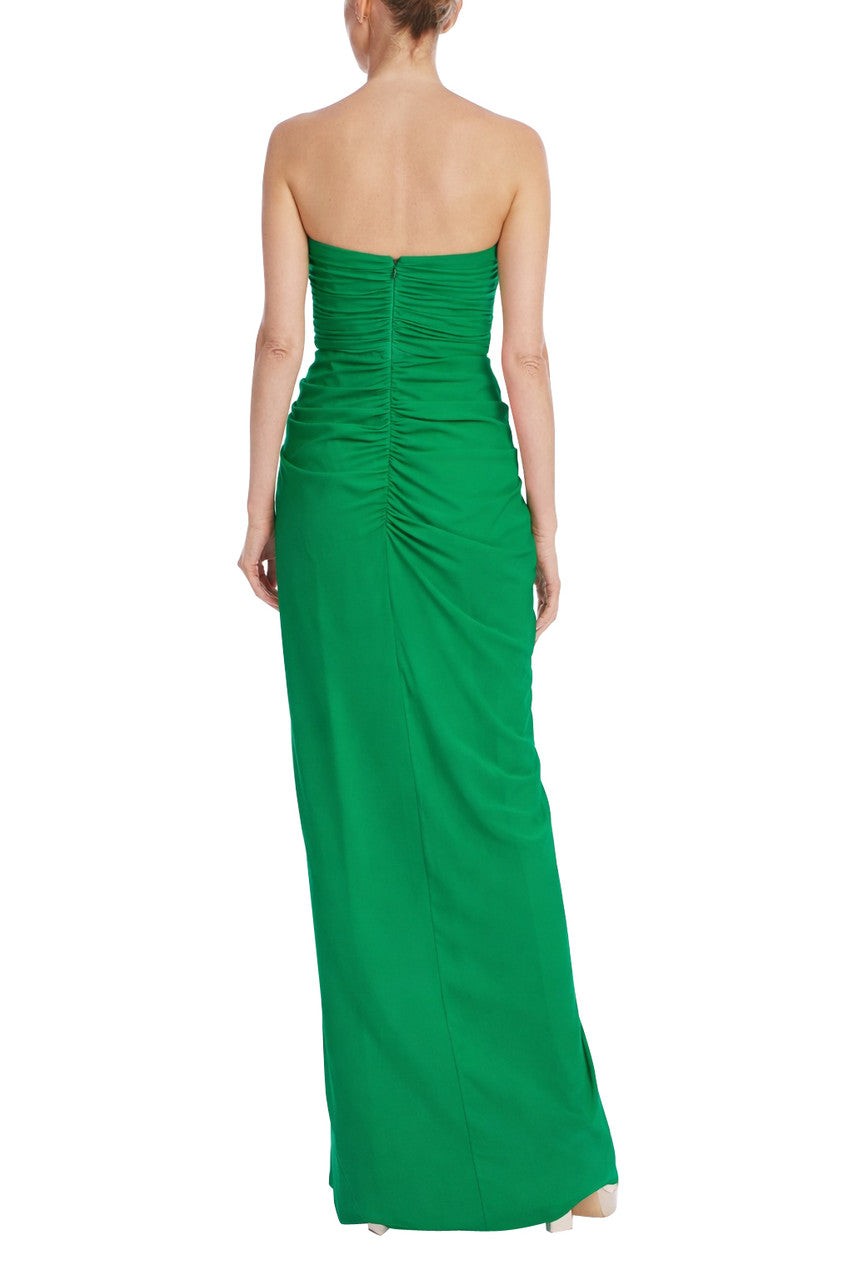 Strapless Pleated Ruffle Gown