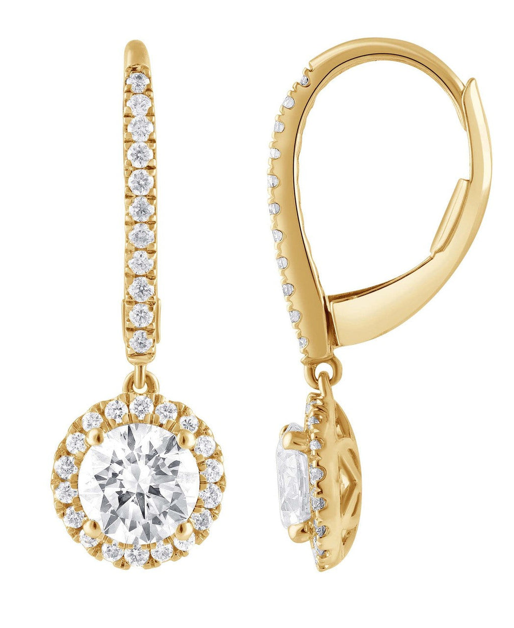 Diamond Halo Drop Earrings