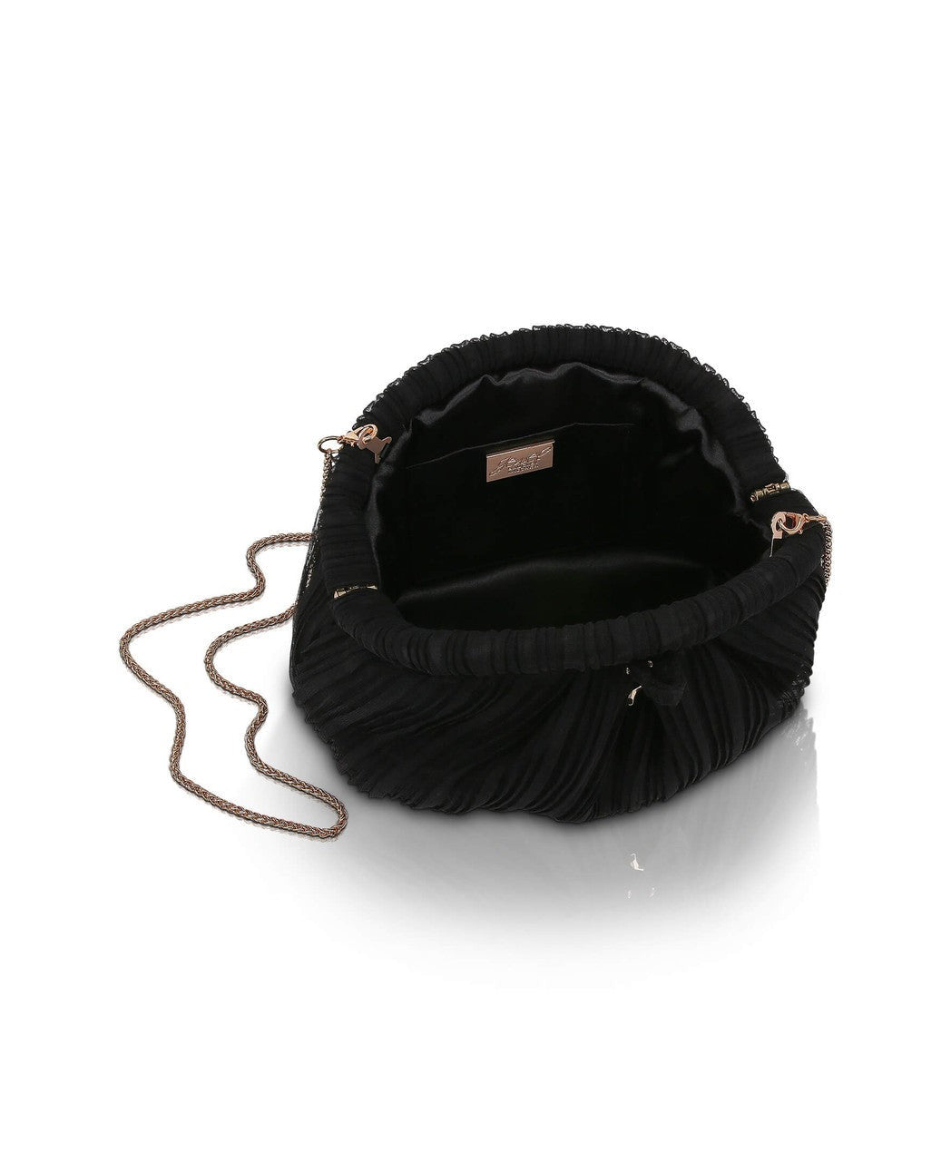 Vale Pleated Tulle and Satin Mini Pouch Clutch