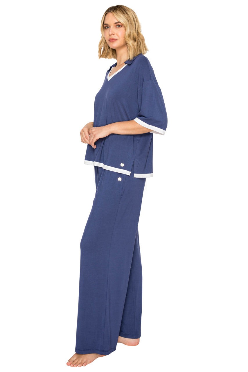 Yummy Modal Blend Short Sleeve & Wide Leg Pant Set
