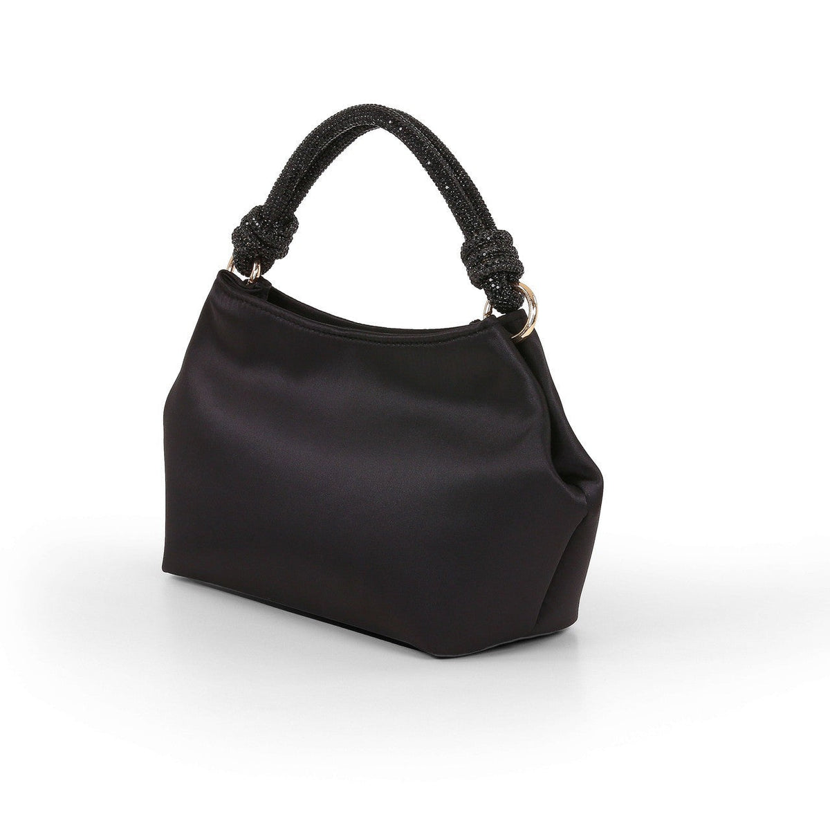 Noelle Crystal Handle Satin Pouch Bag