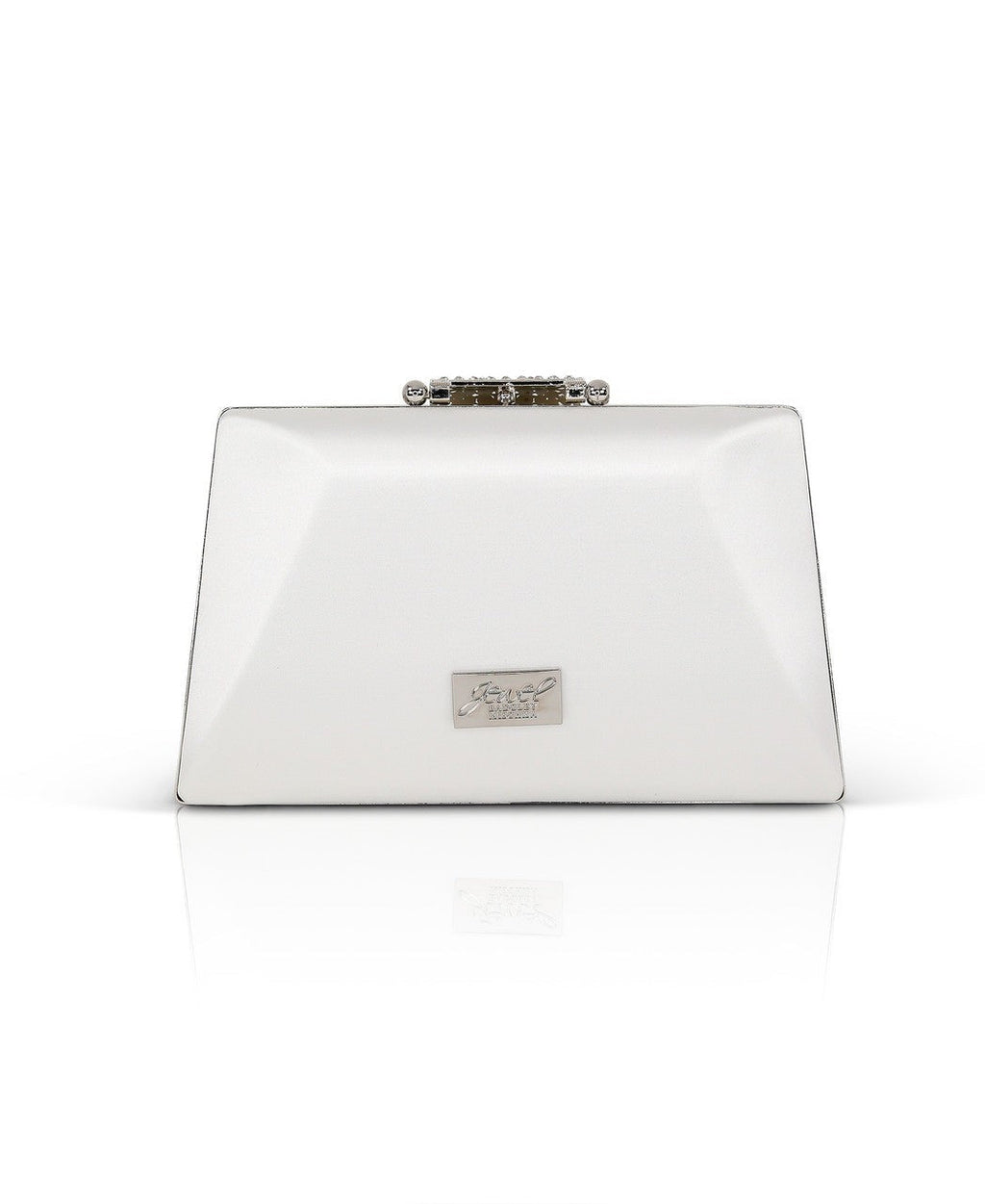 Amira Satin Faceted Trapezoid Minaudiere