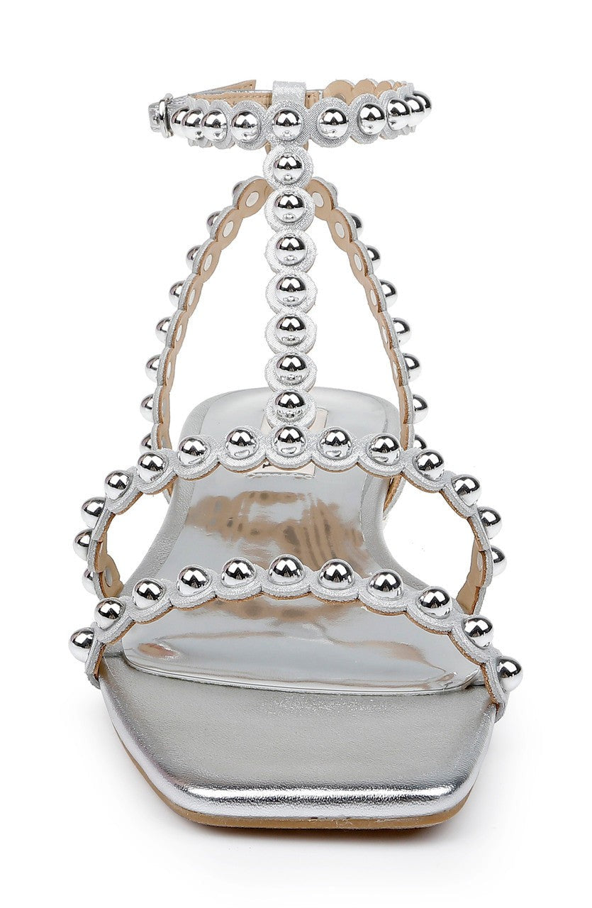 Cami Pearled Gladiator Flat Sandal