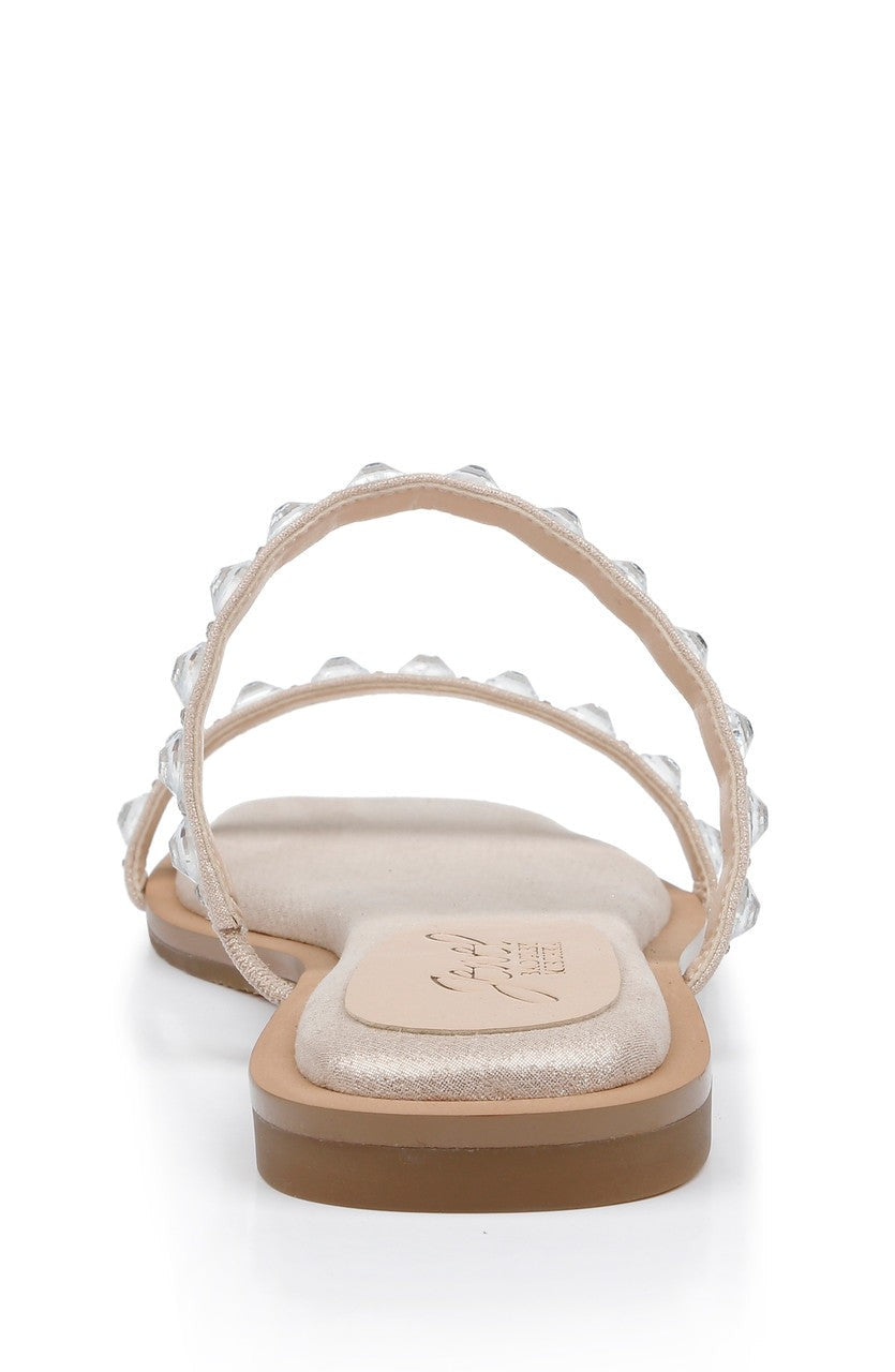 Honesty Flat Sandals with Gemstone-Studded Straps