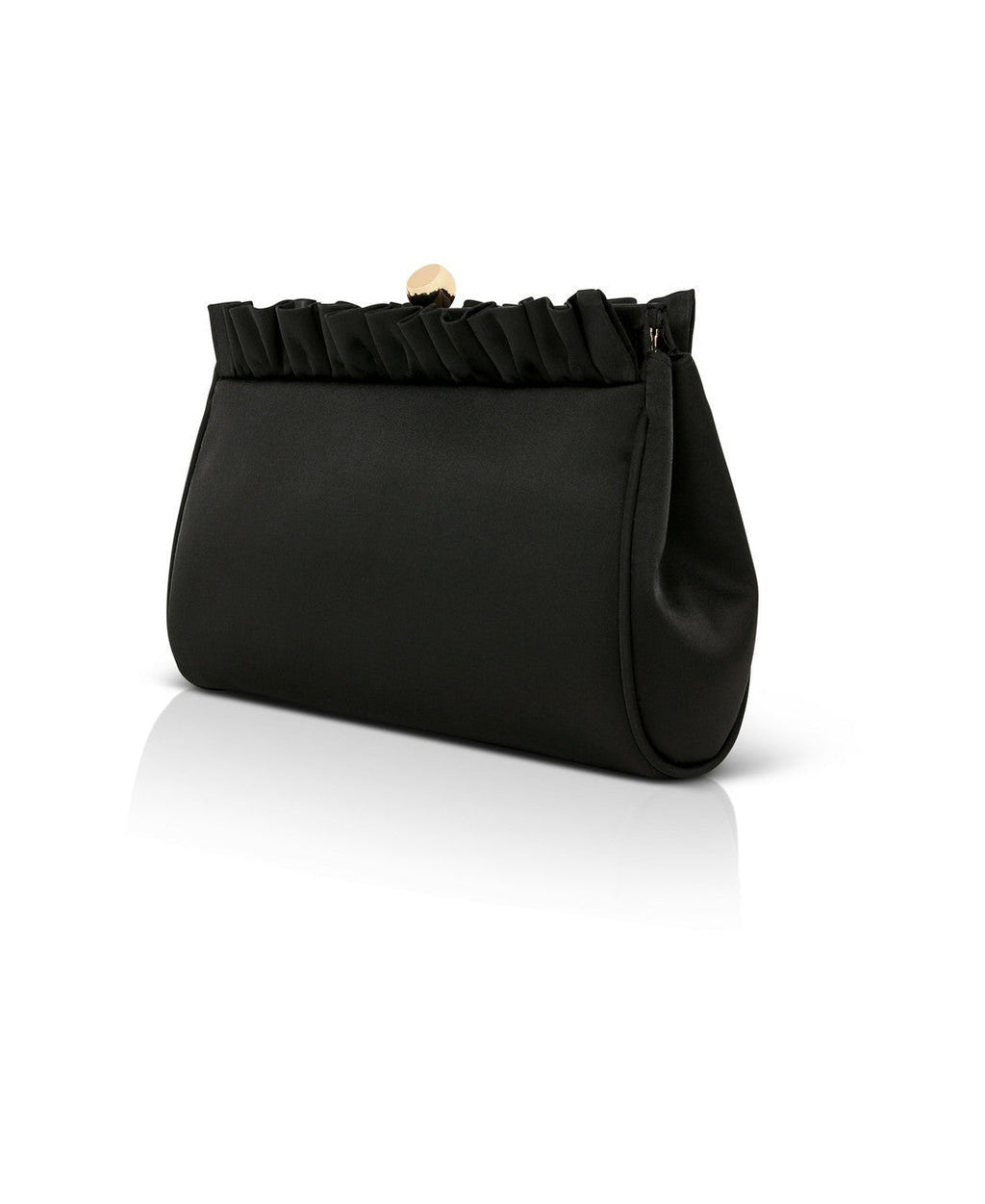 Olivia Satin Ruffle Top Pouch Clutch