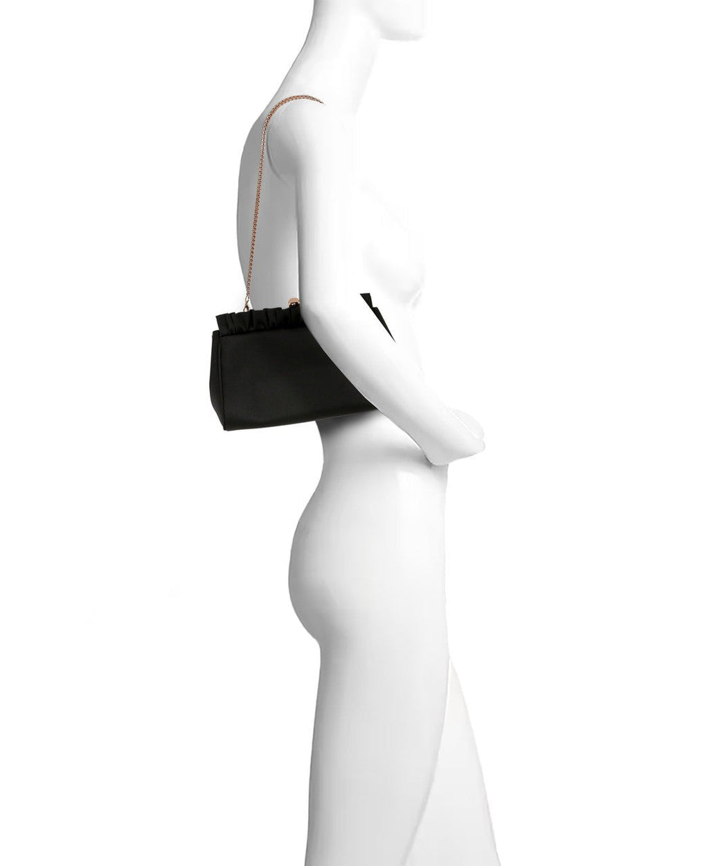Olivia Satin Ruffle Top Pouch Clutch