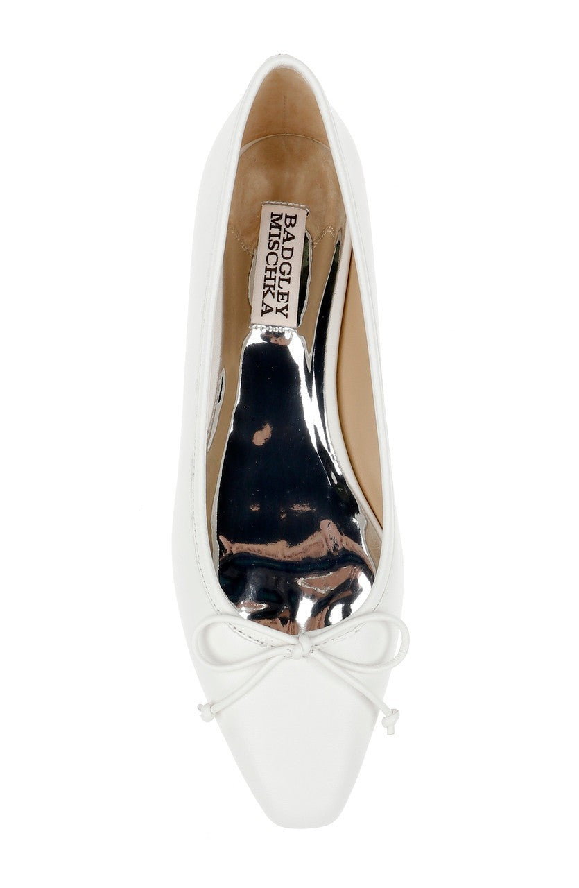Cam Pointed Toe Leather Flats with Bow