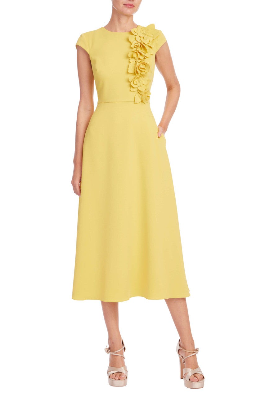 Floral Applique Cap sleeve Midi Dress