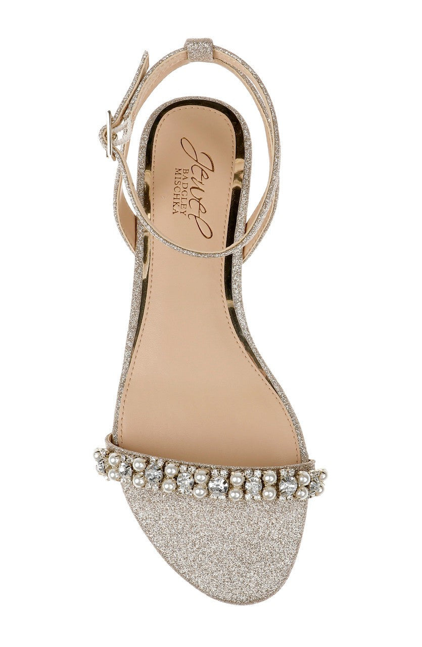 Daria Pearl and Crystal Flat Sandals