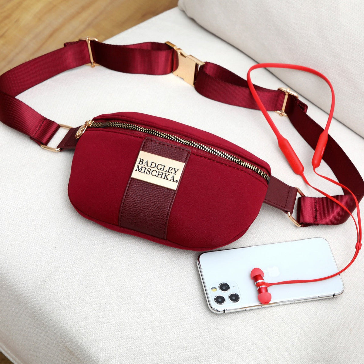 Sage Scuba and Vegan Leather Belt Bag