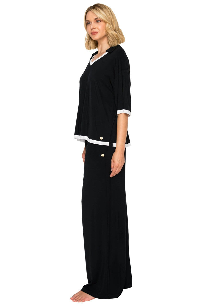 Yummy Modal Blend Short Sleeve & Wide Leg Pant Set