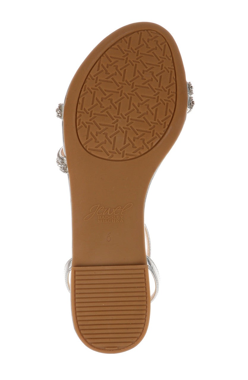 Roslyn Metallic Flat Sandal with Crystals