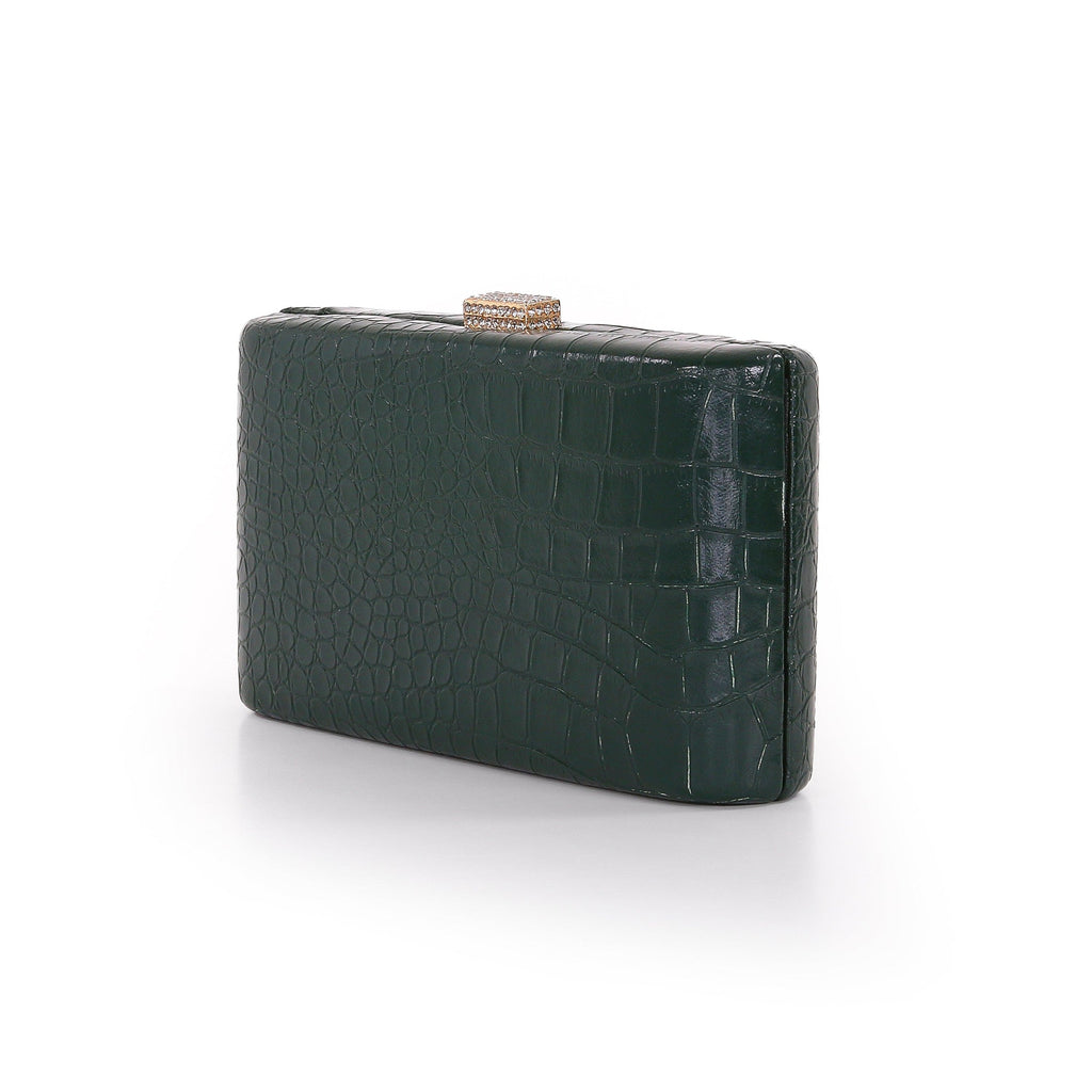 Cleo Croc Embossed Leather Minaudiere