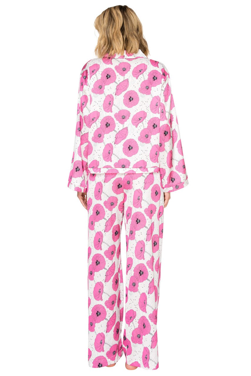 Luxe Floral Satin Long Sleeve & Wide Leg Pajama Set