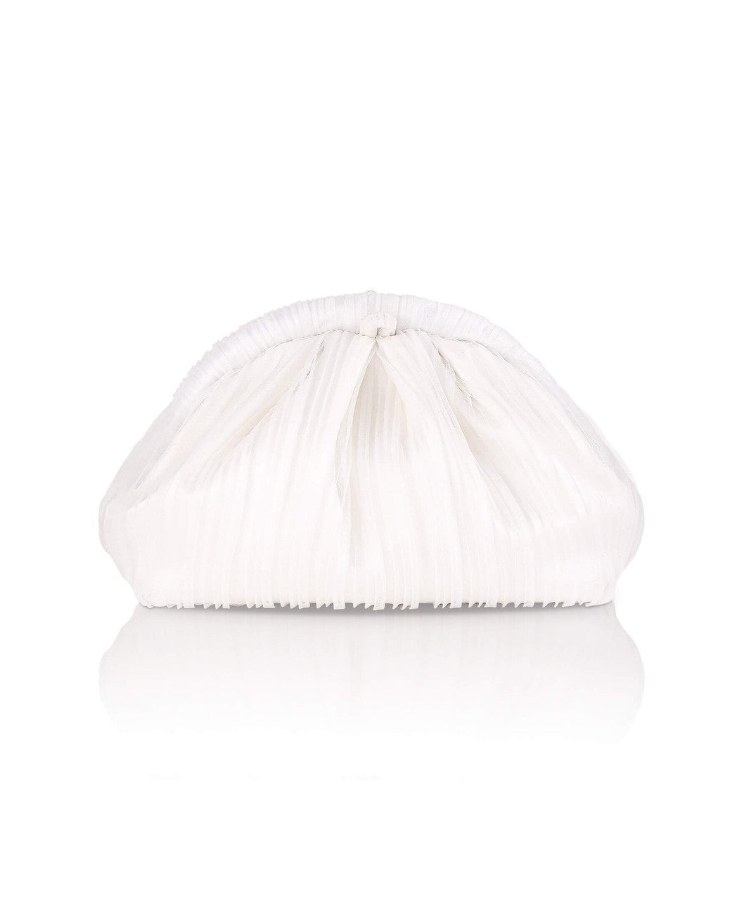 Vale Pleated Tulle and Satin Mini Pouch Clutch