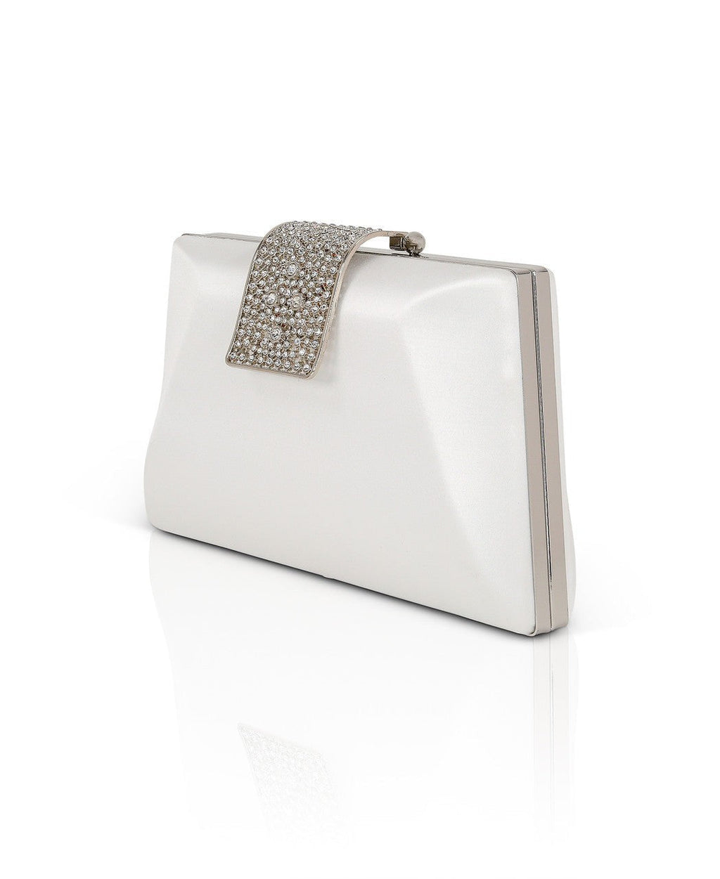 Amira Satin Faceted Trapezoid Minaudiere