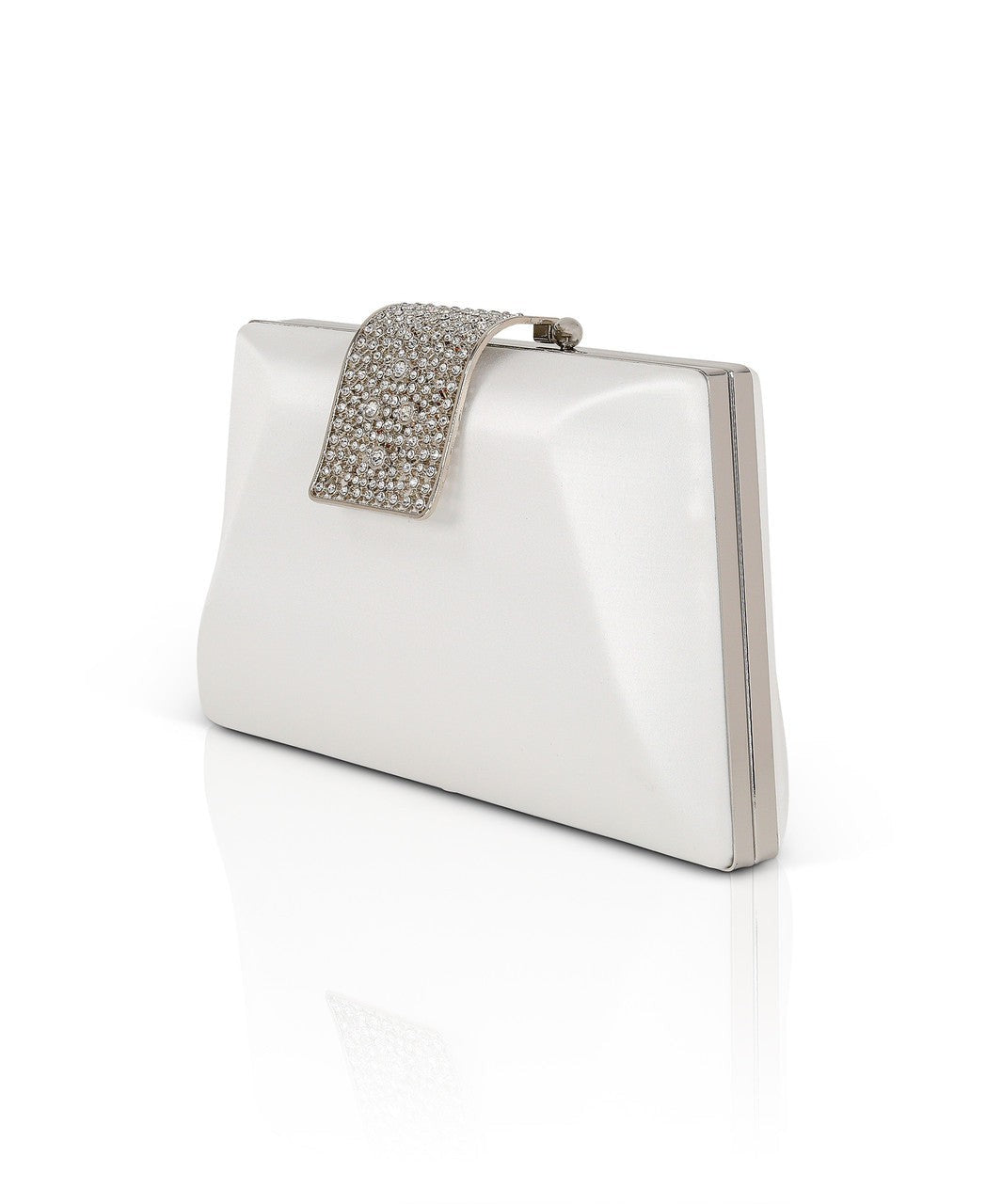 Amira Satin Faceted Trapezoid Minaudiere