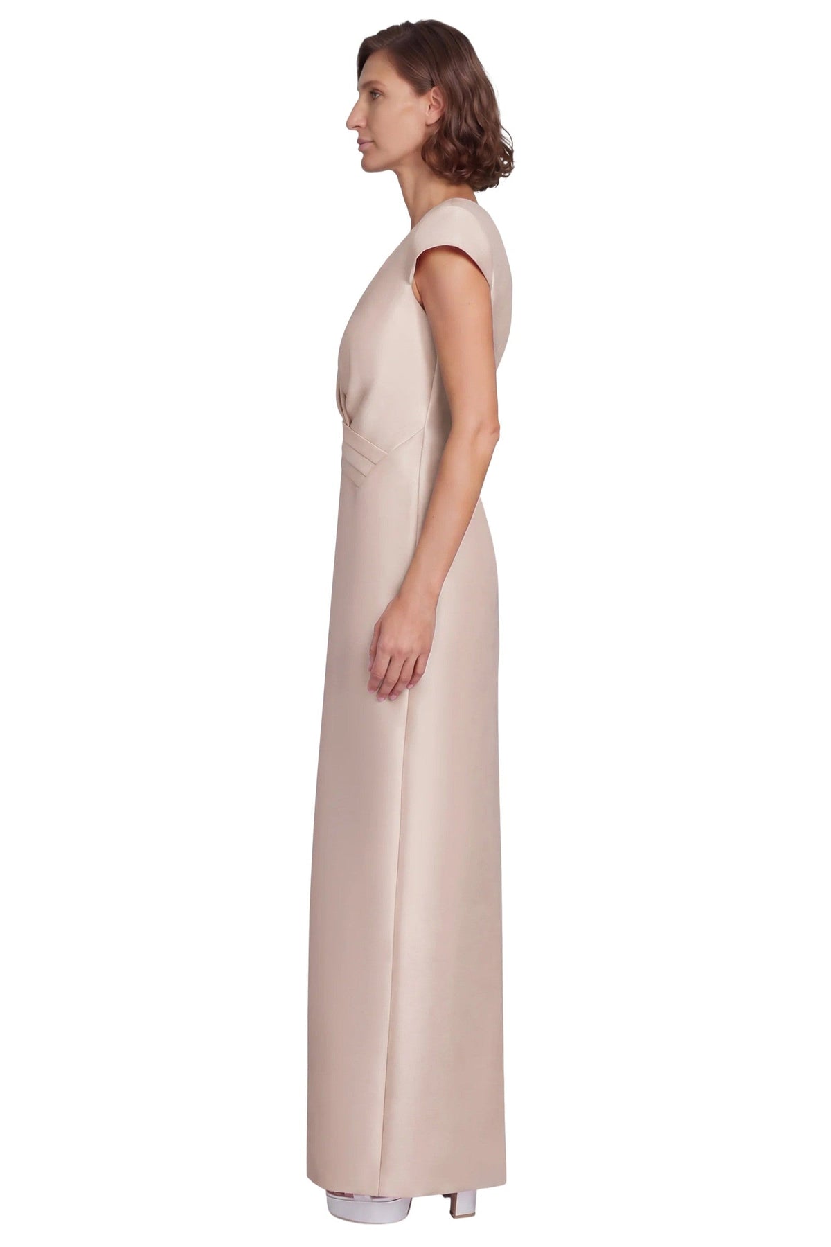 Cap Sleeve V-Neck Column Gown