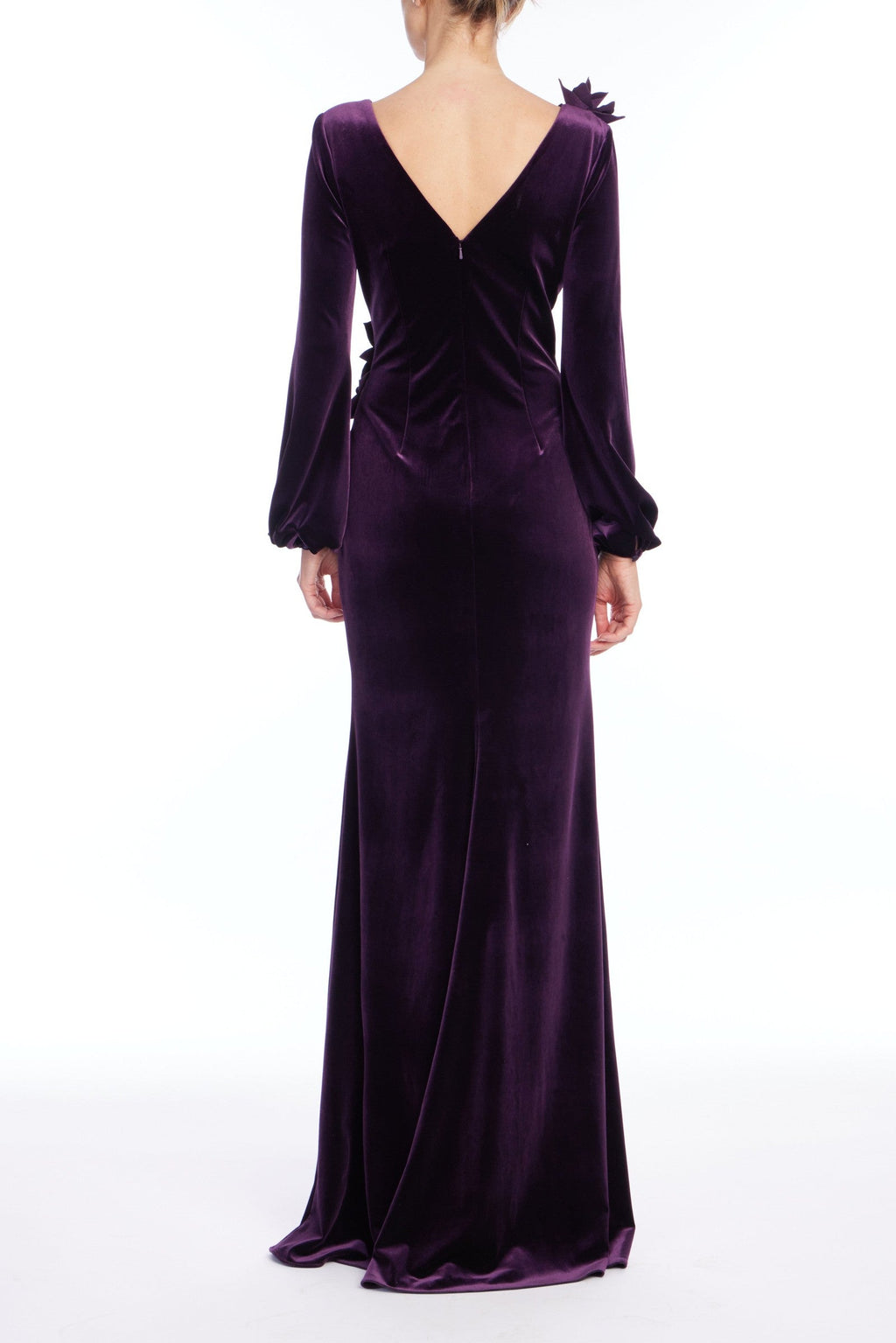 Floral Embellished Velvet Evening Gown