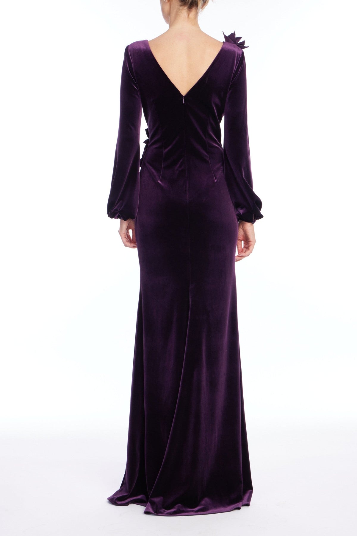 Floral Embellished Velvet Evening Gown