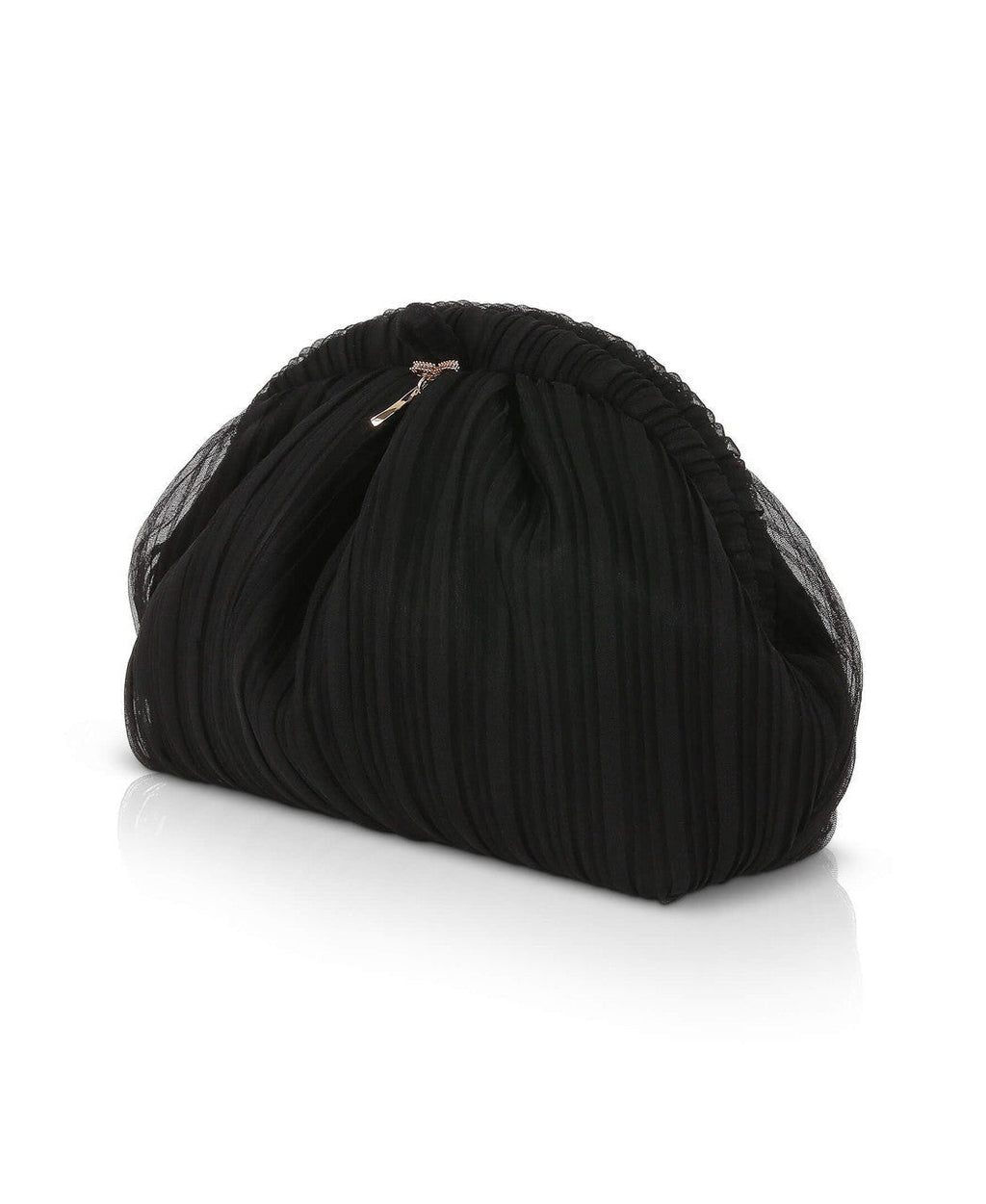 Vale Pleated Tulle and Satin Mini Pouch Clutch