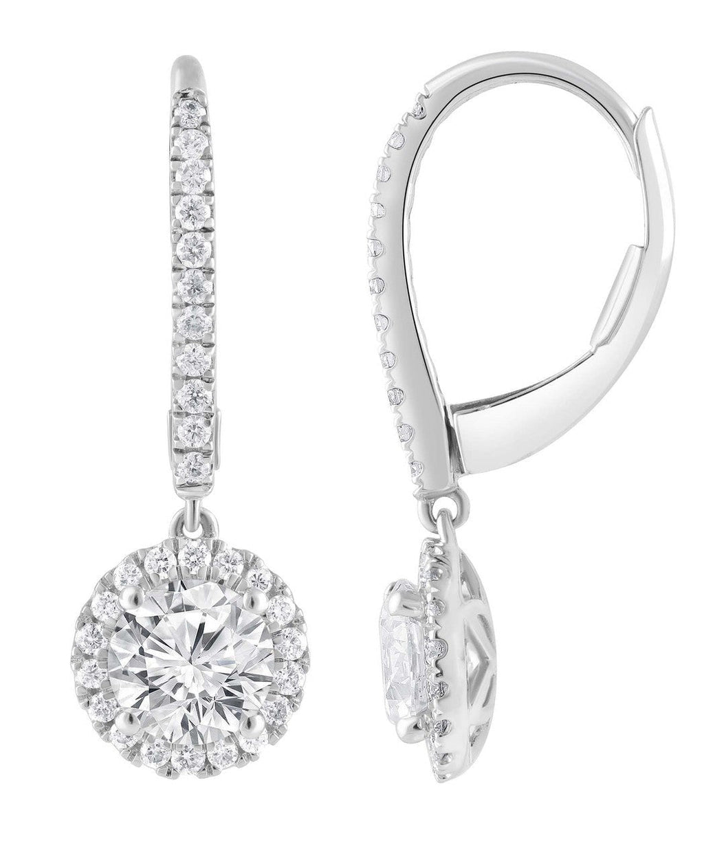 Diamond Halo Drop Earrings