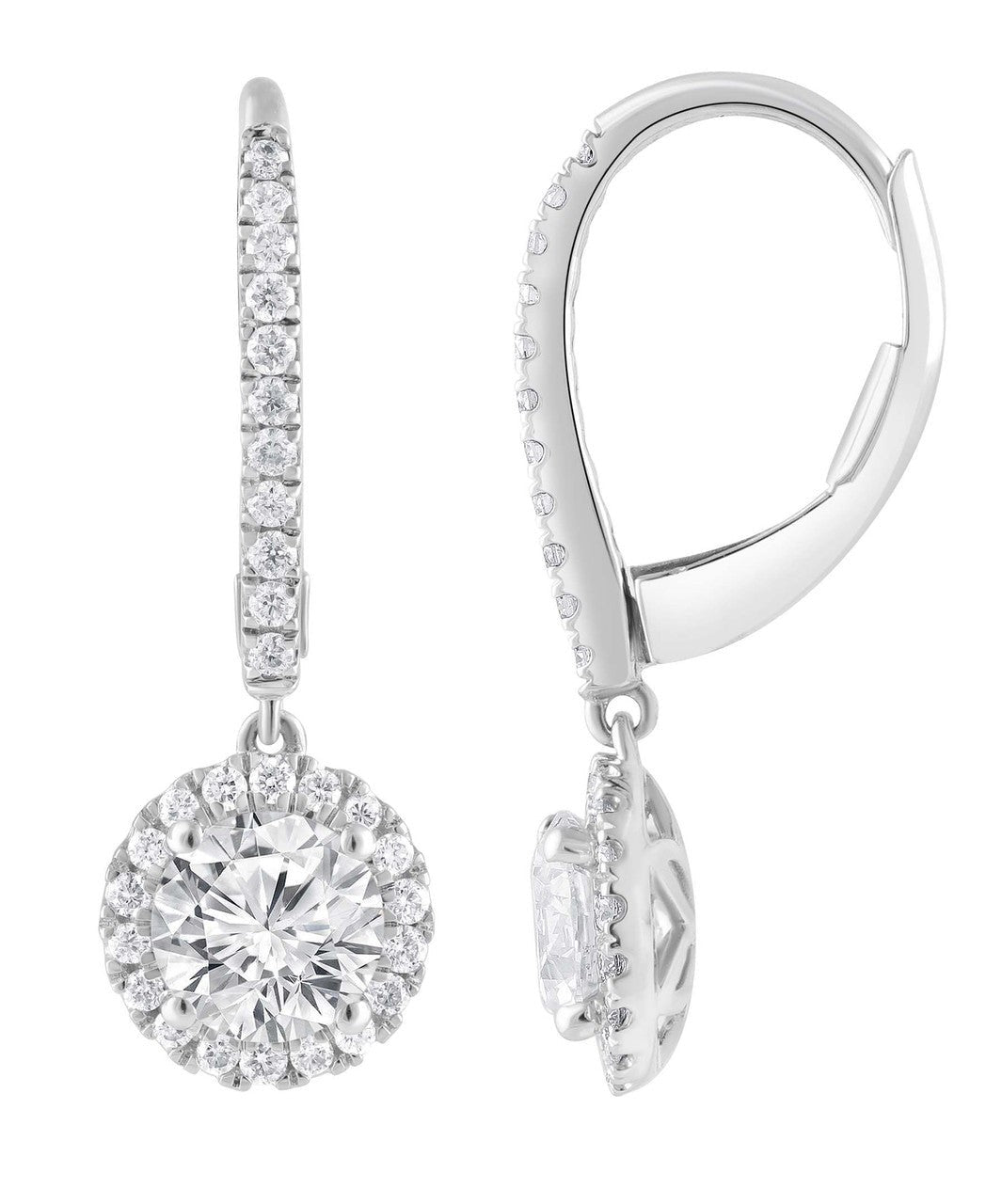 Diamond Halo Drop Earrings