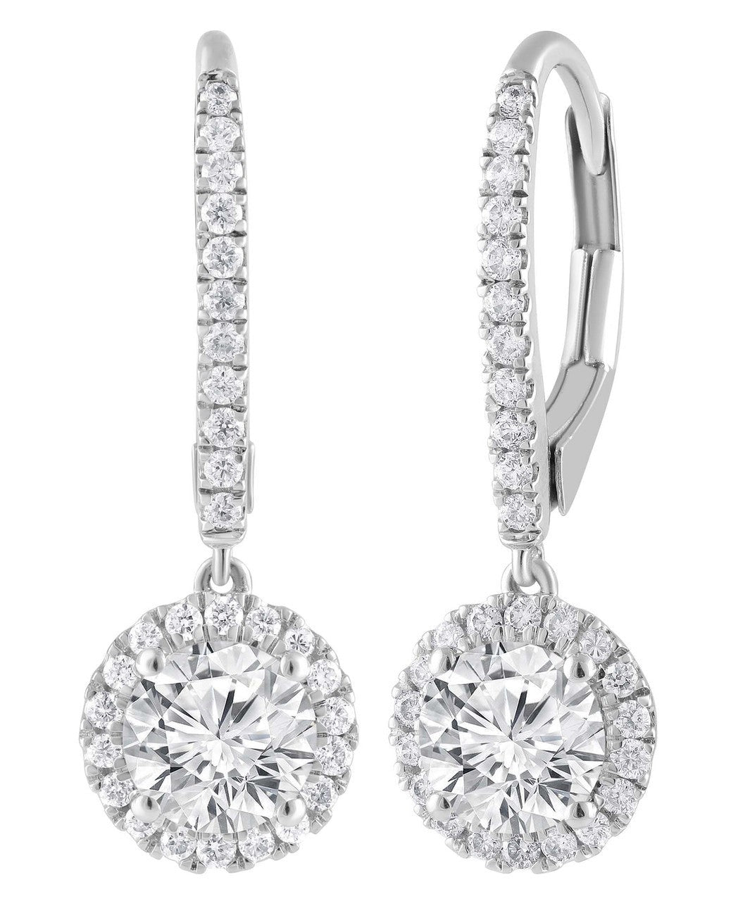 Diamond Halo Drop Earrings