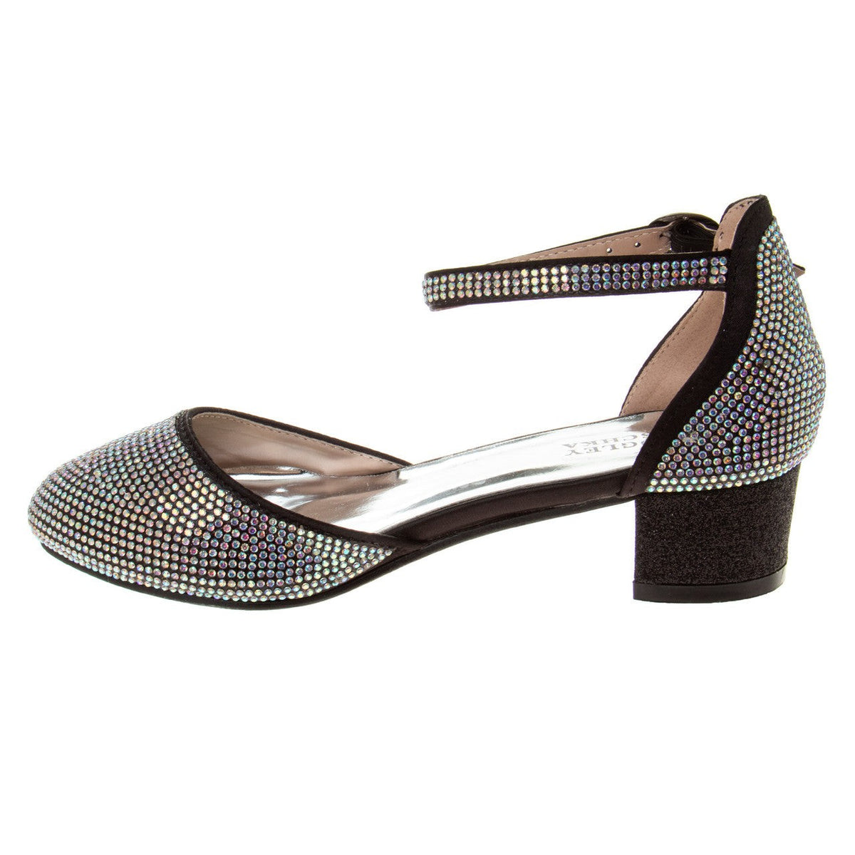 Girls’ Studded Block Heeled 2-Piece Dress Shoe