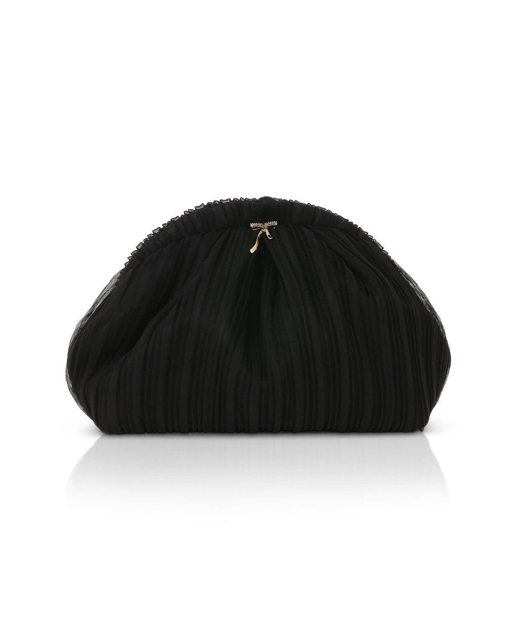 Vale Pleated Tulle and Satin Mini Pouch Clutch