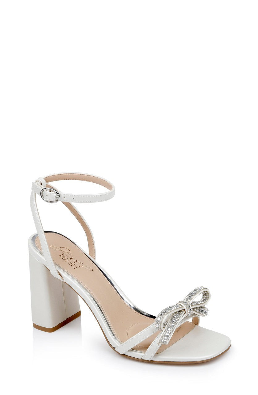 Hillary Block Heel Sandal with Rhinestone Bow