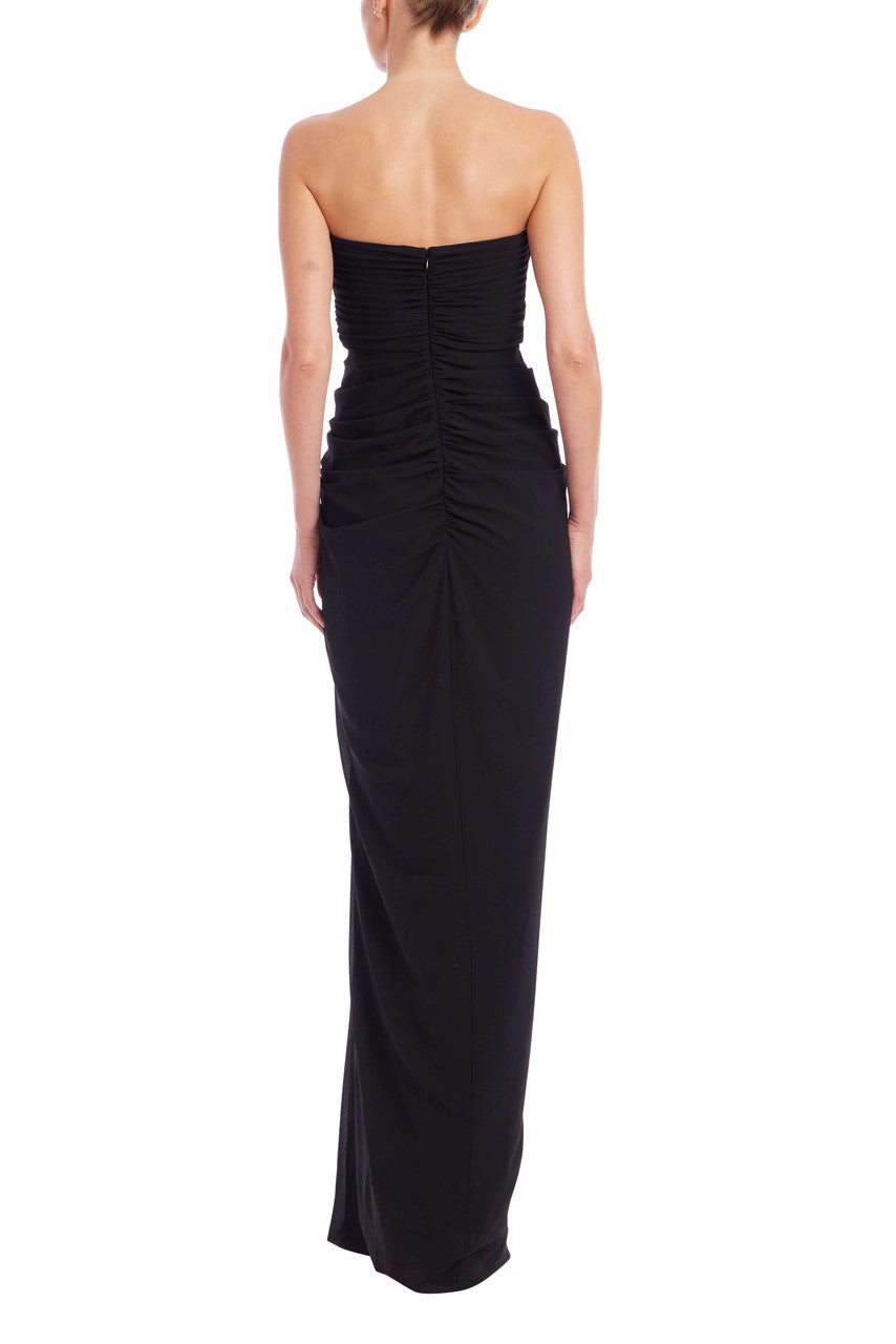 Strapless Pleated Ruffle Gown