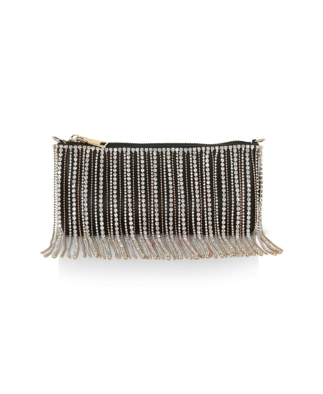 Piper Top Zip Crystal Fringe Leather Crossbody