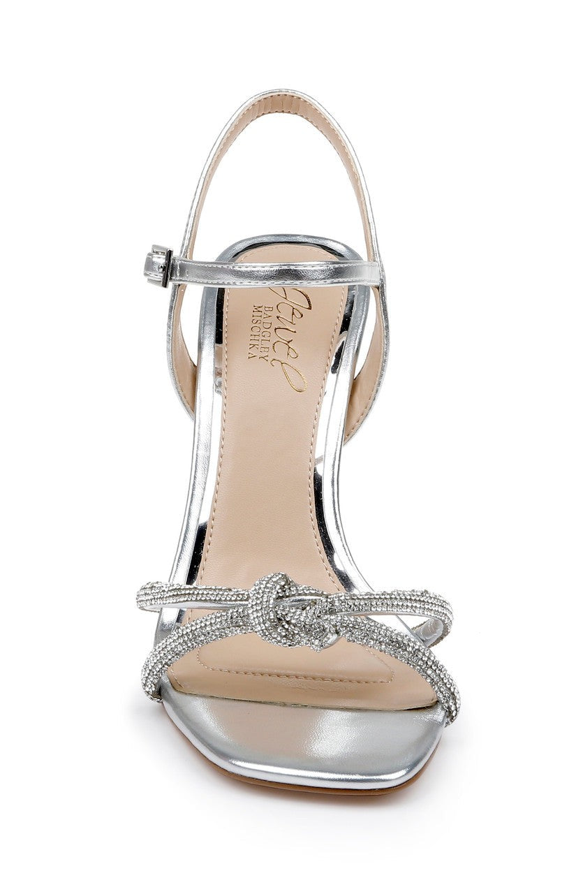Madison Stiletto Sandals with Rhinestone Knot Detail