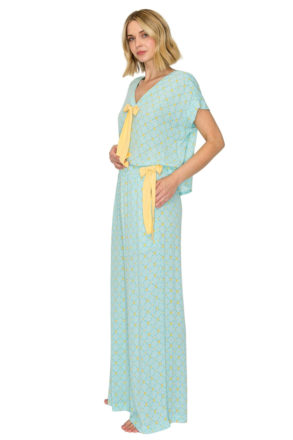 Luxe Crinkle Jersey Wide Leg Pajama Set