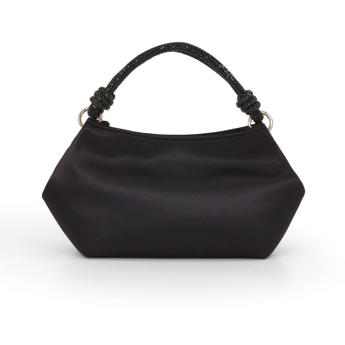 Noelle Crystal Handle Satin Pouch Bag