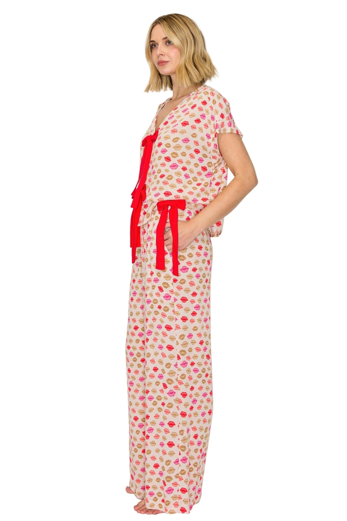 Luxe Crinkle Jersey Wide Leg Pajama Set
