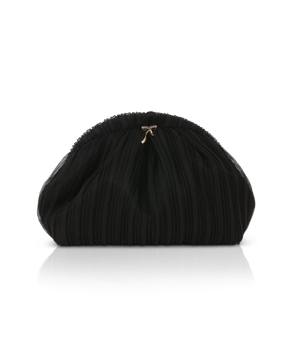 Vale Pleated Tulle and Satin Mini Pouch Clutch
