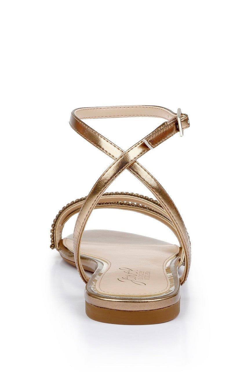 Roslyn Metallic Flat Sandal with Crystals