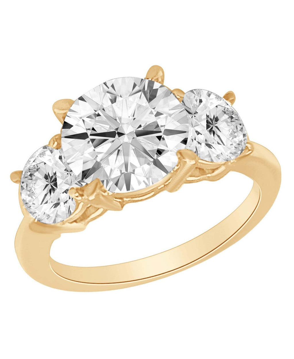 Round Three Stone Diamond Engagement Ring