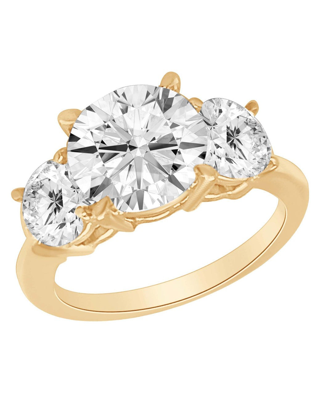 Round Three Stone Diamond Engagement Ring