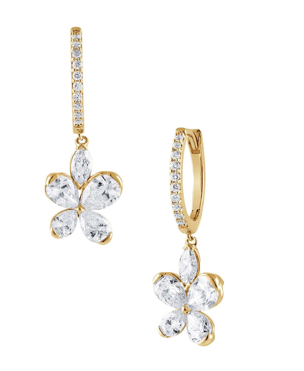 Diamond Butterfly Drop Hoop Earrings